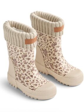 WHEAT Fleece Lined Floral Rainboots